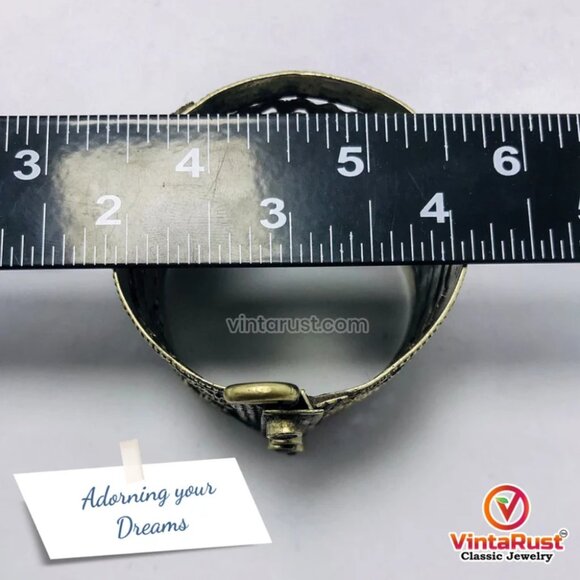 Single Vintage Kuchi Cuff: Handmade Afghan Tribal Bracelet with Glass Stones - Picture 7 of 13